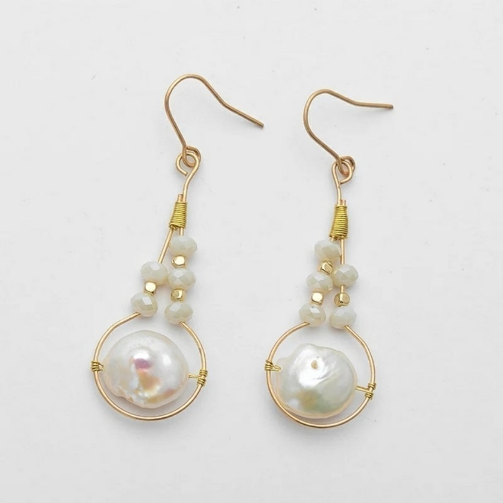 Baroque Pearl Dangle Earrings Natural Pearl